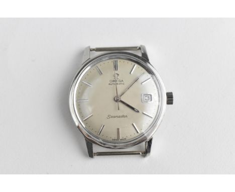 A circa 1966 gents Omega automatic Seamaster stainless steel wristwatch, having a silvered dial with baton hour markers and d