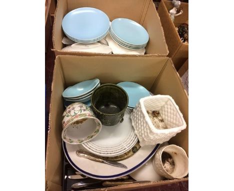 Two boxes assorted china including Poole and Doulton 