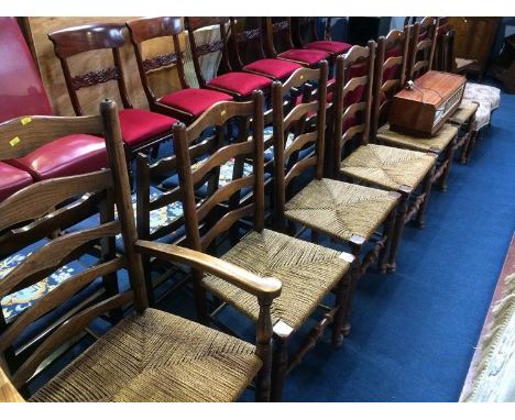 Set of six Country ladder back chairs