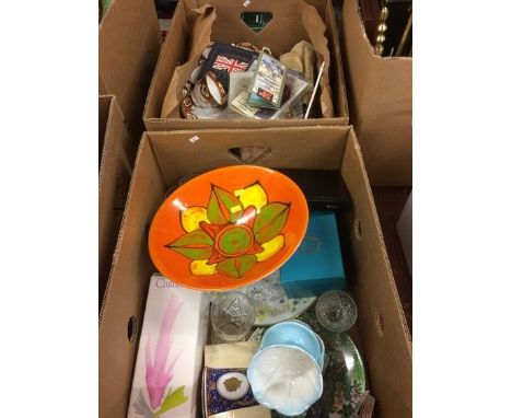 Two boxes including glassware, Poole etc.