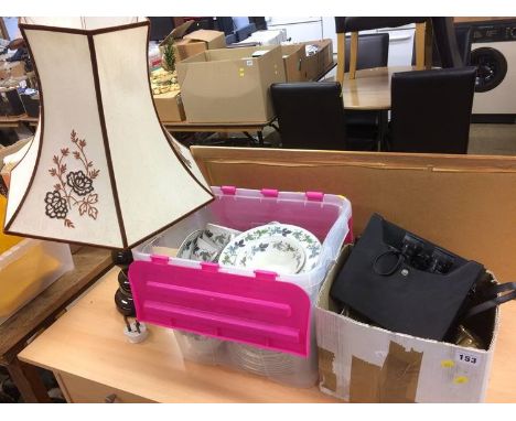 Royal Doulton china, lamp and a box of assorted