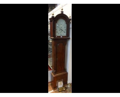 An Isle of Wight eight day long case clock, the painted arch dial inscribed 'Newport, Isle of Wight', having separate second 