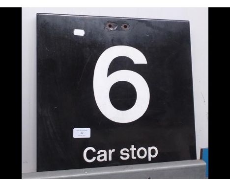 A vintage enamel car stop sign - 38cm x 38cmCONDITION REPORTWe have attached a number of additional images to showcase the lo
