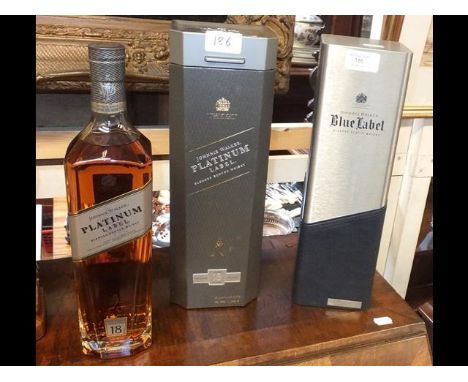 Johnny Walker blue label blended scotch whiskey in original case, together with a platinum label Johnny Walker 18 year old sc