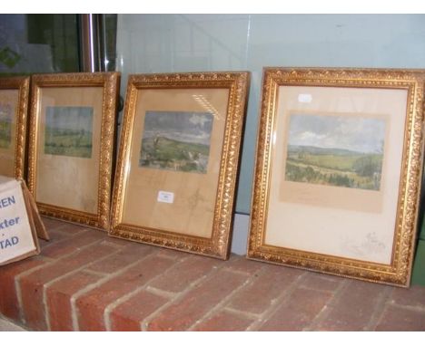A set of four signed coloured hunting prints by Lionel Edwards in gilt frames