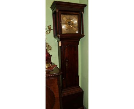 ~ An oak thirty hour longcase clock, signed Joe Batty, Halifax, mid-18th century, dial chapter ring signed, dial centre with 