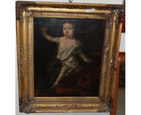 British school (18th century) Portrait of a young boy in white gown, oil on canvas, 75cm by 61cm 