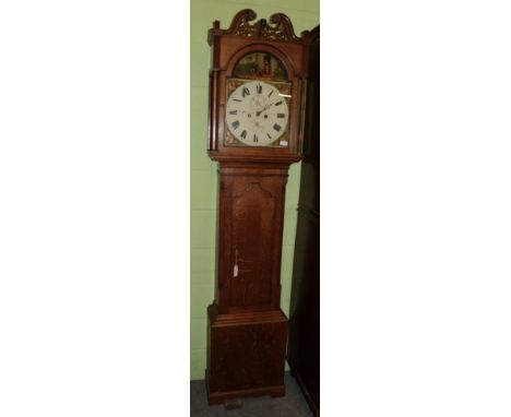 ~ An oak eight day longcase clock, signed G.Davison, Wooler, early 19th century