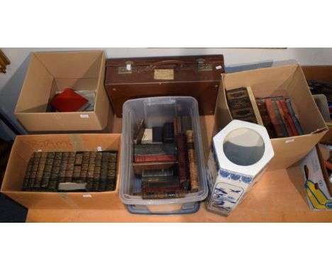 Four boxes of assorted books including The Imperial Family Bible and various works on chemistry; together with a small select