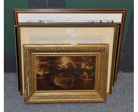 After William Shayer, a pair of hunting prints; together with E Eggington, watercolour of cattle; and two further pictures (5