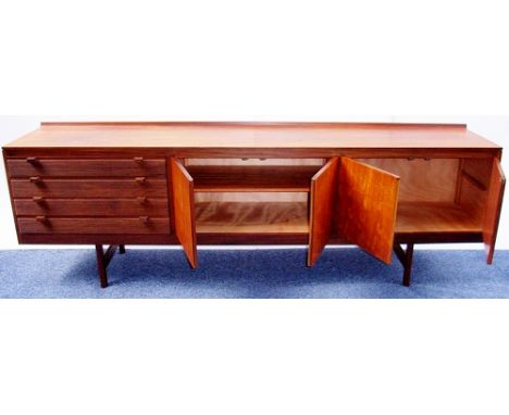 Robert Heritage Hamilton sideboard for Archie Shine c1957 low and long quality Teak four doors and four reeded drawers  L: 24