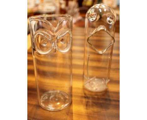 Czeck stylised bird and owl lamp worked jugs by Vera Liskova H: 17.5 and H : 9 cm