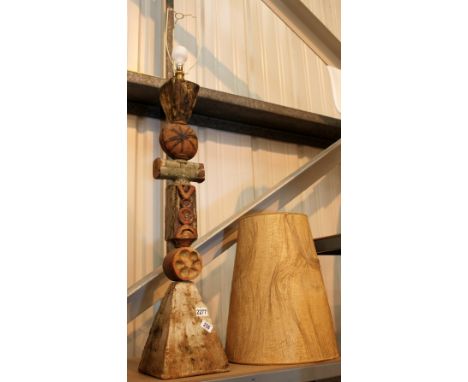 Bernard Rooke large stoneware Totem lamp with original shade - unsigned  H:  97cm