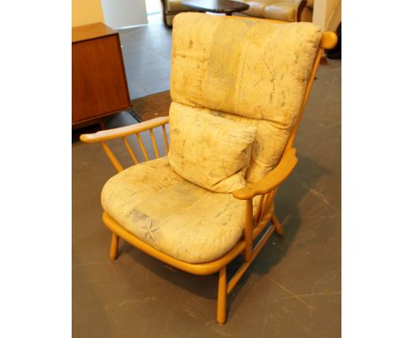 Ercol easy chair solid wood light finish  H: 98cm