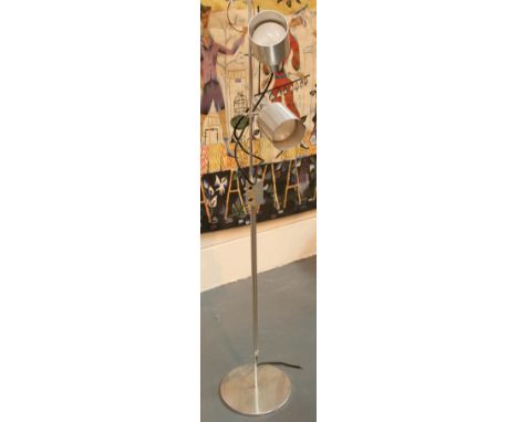 Peter Nelson brushed aluminium  twin spotlight standard lamp  H: 138cm