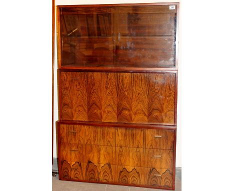 Ladderax shelving system in rare Brazilian Rosewood designed by Robert Heal for Staples c1963.  Two free standing cantilever 