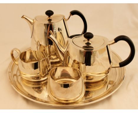 David Mellor 'Pride' EPNS tea service with tray, 5 pieces for Walker and Hall no 53722