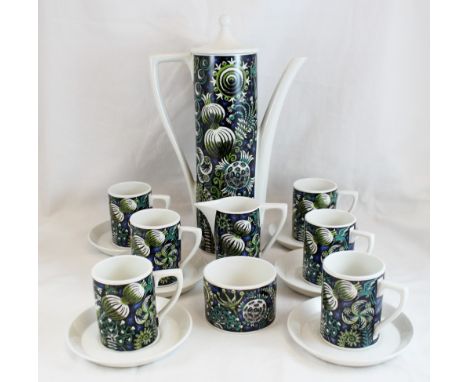 Susan Williams-Ellis, Portmeirion, Magic Garden design coffee set c 1970s 15 pieces