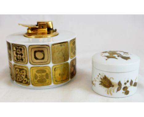 Bjorn Wiinblad for Rosenthal gilded abstract lighter and a Bjorn Wiinblad lidded pot