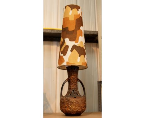 West German Fat Lava floor standing lamp with original shade in shades of brown (rewiring required)  H: 137cm