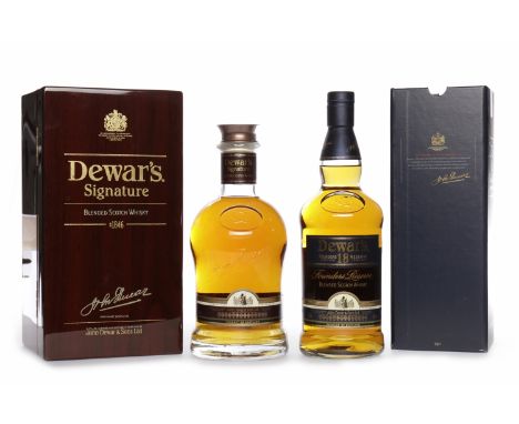 DEWAR'S SIGNATURE Blended Scotch Whisky. Bottle no. A18562. 70cl, 43% volume, in wooden presentation box.DEWAR'S FOUNDERS RES