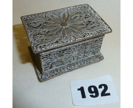 Small silver filigree pill or trinket box