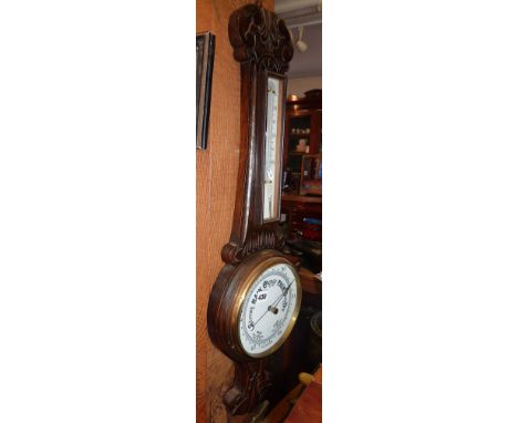 Oak banjo barometer