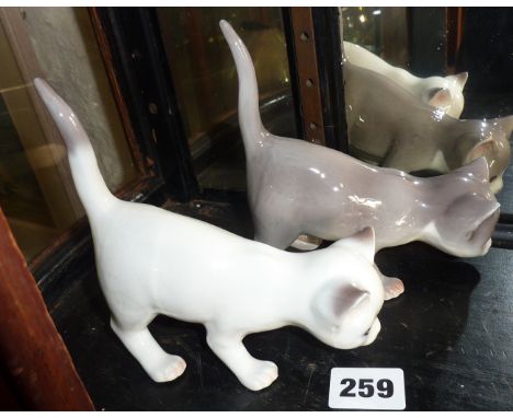 Royal Copenhagen china standing kittens, nos. 507 &amp; 517
