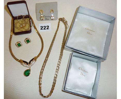 Vintage Christian Dior designer necklaces and earrings with boxes
