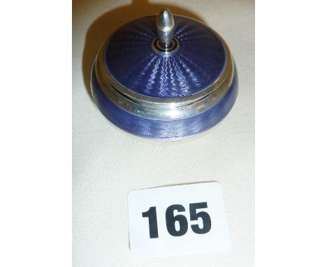 .925 purple guilloche enamel patch or pill box with import duty marks (some loss of enamel)