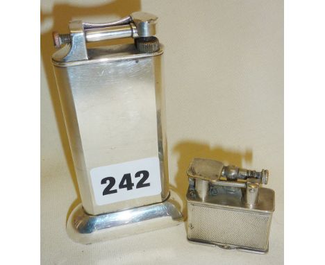 Dunhill silver plated table lighter and a Parker Beacon silver plated lighter