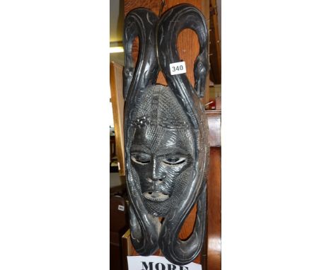 Tribal Art - African Ibo carved hardwood Opanwa mask, 20" tall