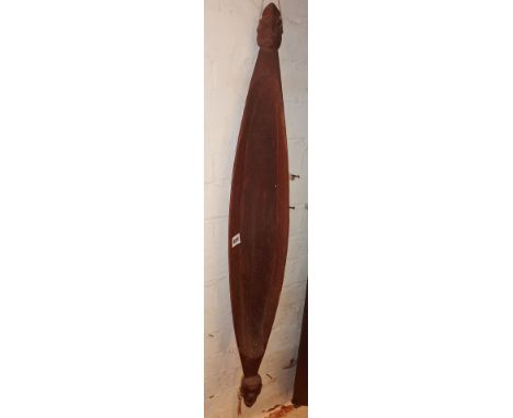 Tribal Art - carved wooden canoe type food bowl with figural ends