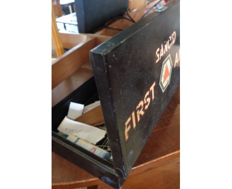 Vintage Sanoid First Aid tin with contents
