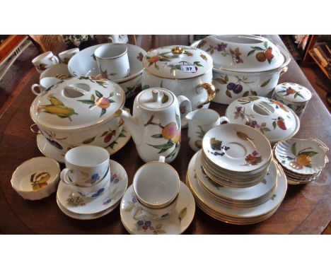 Extensive Royal Worcester Evesham collection, inc. tureens, coffee pot, cups and saucers, plates, etc.