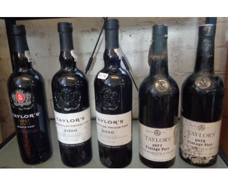 Five bottles of Taylor's vintage port - First Estate Reserve, 2000 x 2, 1977 and 1975