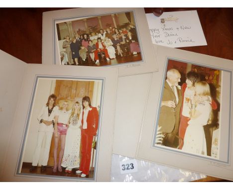 Four official photographs of Ronnie Wood's first wedding to Krissy Findlay in 1971. A young Rod Stewart appears in two photos