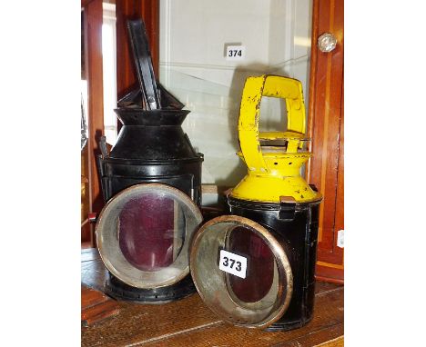 Two railway oil lamps - one B.R and the other a semaphore signal lamp