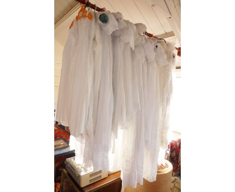 Vintage clothing: Large quantity of Victorian and Edwardian cotton and silk christening gowns