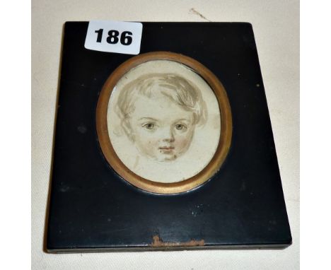 Watercolour miniature portrait of a child