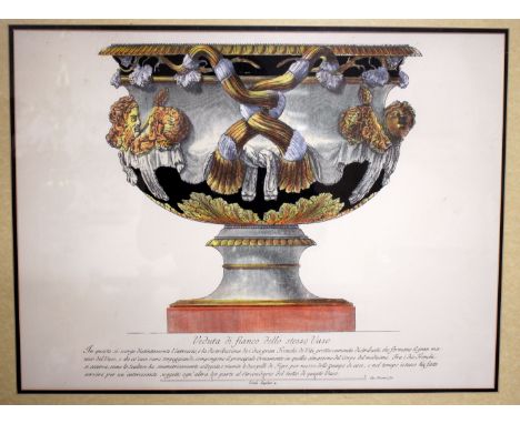 A REPRODUCTION PRINT of a classical urn 'Veduta di Fianco Dello Stesso Vaso' glazed in a gilt frame 86cm x 73cm 