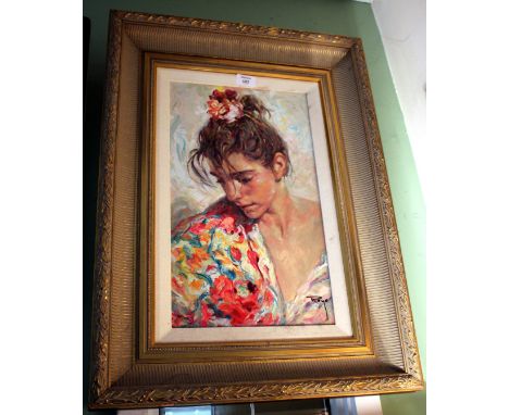 JOSE ROYO - A MAIDEN WITH A ROSE IN HER HAIR SERIGRAPH signed and numbered 183/195 46cm x 27cm 