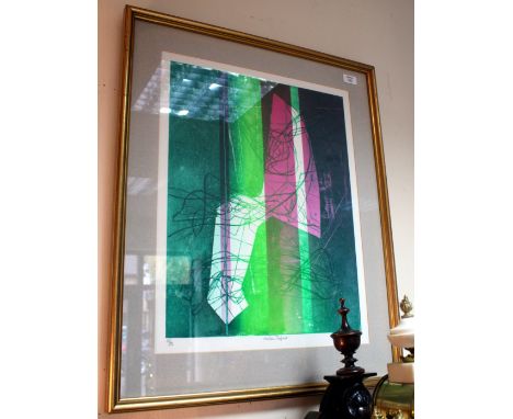MICHAEL HAYTER  'Hidden Figures', limited edition abstract print numbered 13/50 and signed and dated 1983, 40cm x 53cm