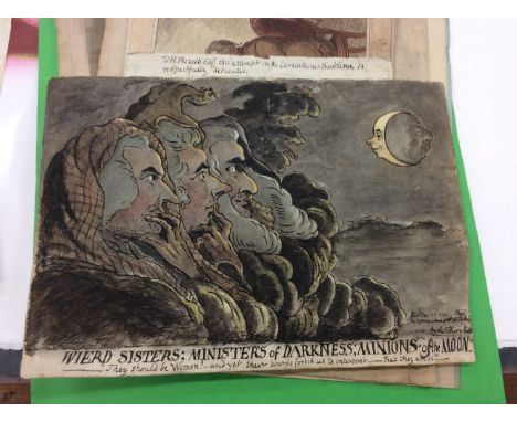 AFTER JAMES GILLRAY - ORIGINAL WATERCOLOUR SKETCH, Weird Sisters; Ministers of Darkness; 'Minions of the Moon', 'They should 