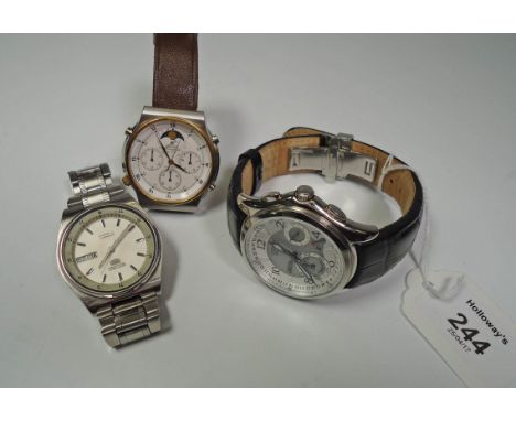 A Citizen Echo-Drive 'Minute-repeater' gentleman's wrist watch, together with a Seiko Quartz chronograph, and a Seiko automat