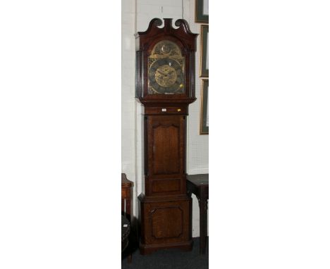 A late 18th century mahogany crossbanded oak longcase clock, with eight-day movement and brass dial marked 'Joseph Knibb', th