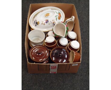 A box of oven to table ceramics, and others, to include Royal Worcester