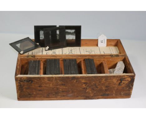 A cased set of magic lantern slides, quarry and mineral related