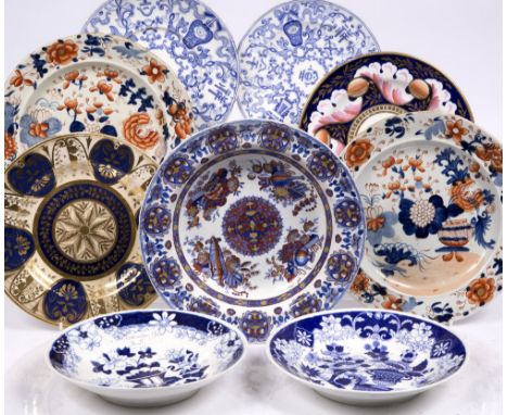 A pair of Hilditch blue transfer plates circa 1830 and eight other various plates (10)