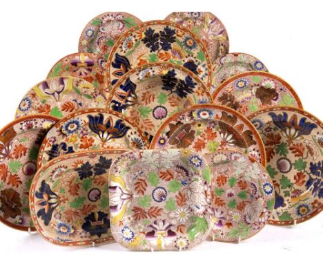 A Spode and Copeland similar group of various plates and a collection of dollar pattern pieces (23)